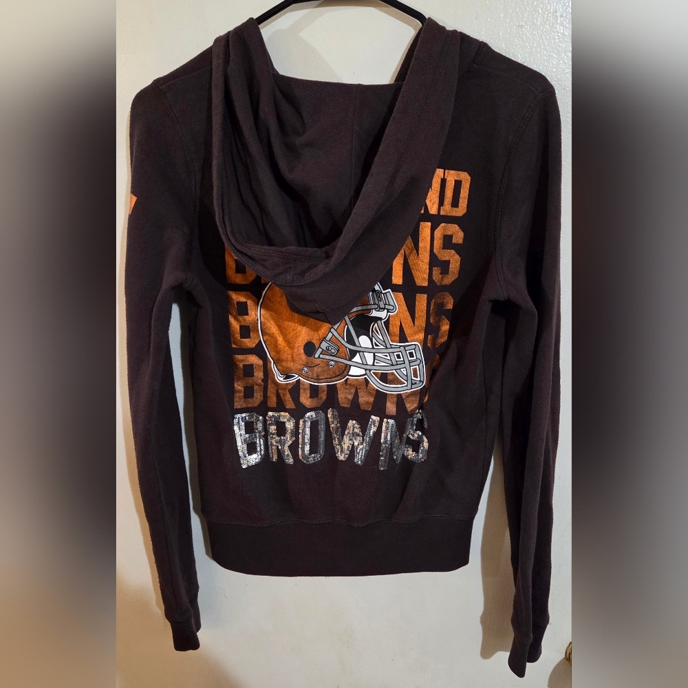 Victoria's Secret PINK NFL Cleveland Browns Bling Full Zip Hoodie Size Small